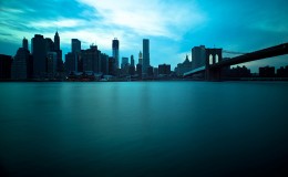 Brooklyn Bridge and Manhattan Skyline, New York City. Long expos